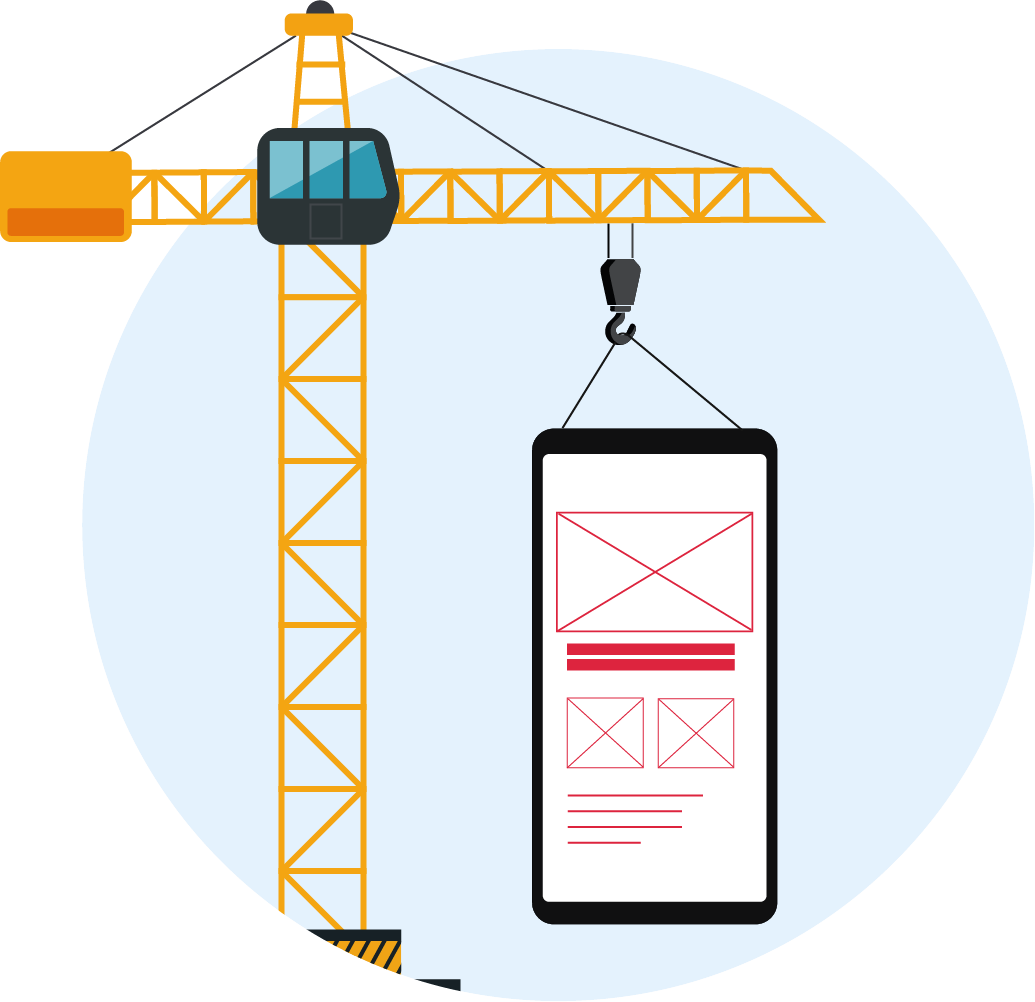illustration of a crane lifting a phone